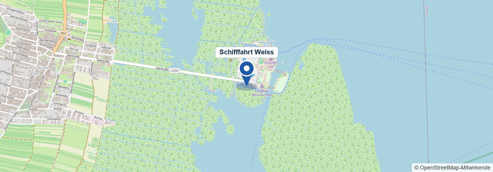 Karte: Schifffahrt Weiss am Hafen Mörbisch am See, Seestraße 60